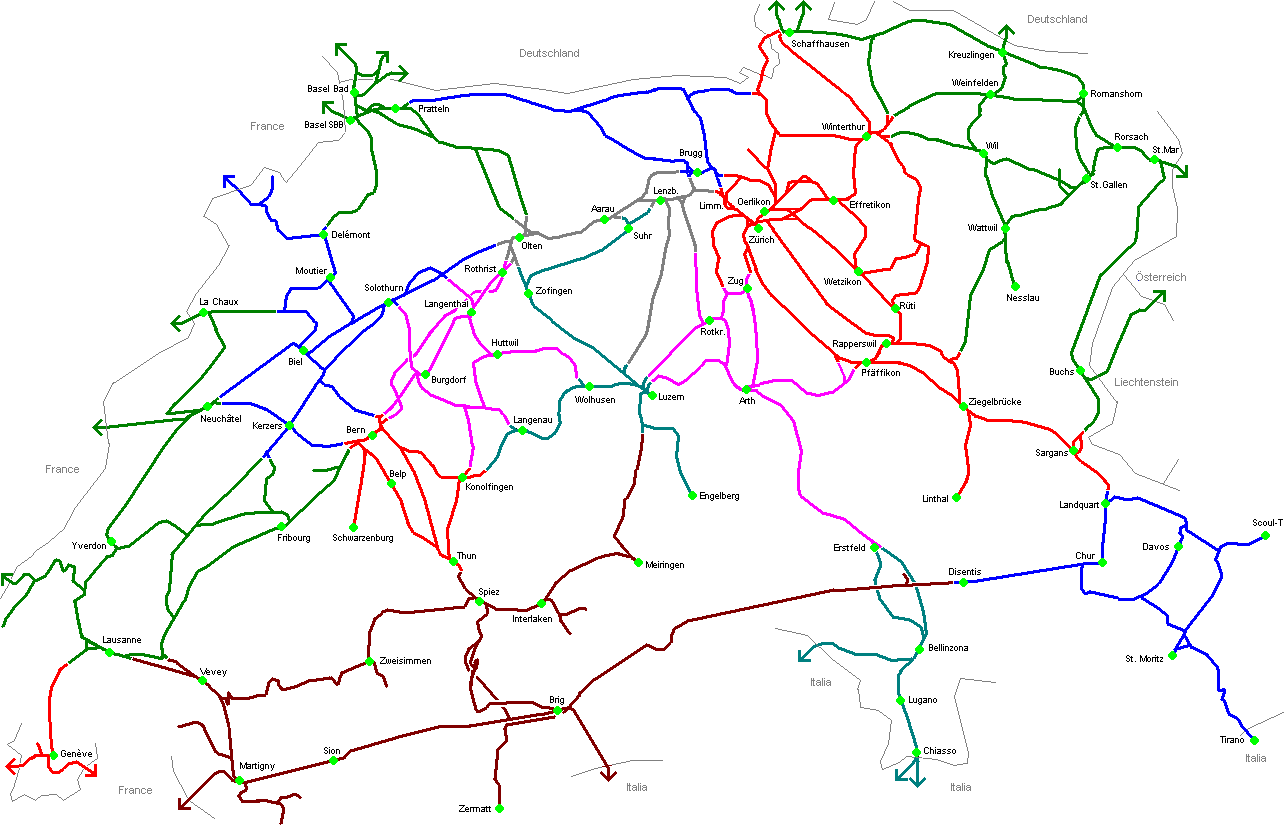 Map Of Switzerland Rail Network